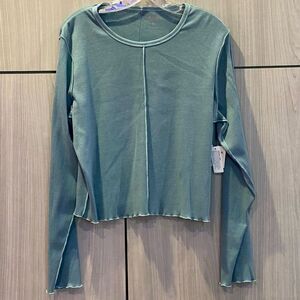 Arizona Mint Green Aqua Long Sleeve Cropped NEW 90s Y2K T-shirt Top XXL